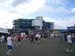 NASCAR fans start crowding the merchandising area.